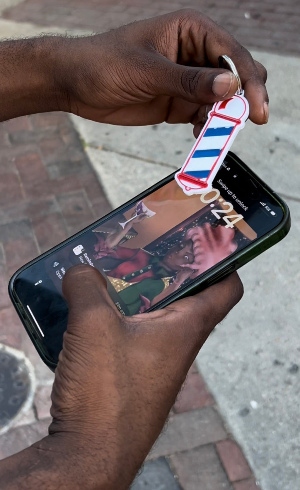 Barber Pole💈NFC tap keychain
